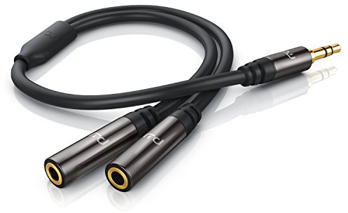 CSL - Uplink - 0,15m Audio Klinke Y-Adapter - Voll-Metallstecker passgenau - Audio 3,5mm Klinken Stecker zu 2X 3,5mm Klinken Buchse - Y Splitter Verteiler - AUX Audioadapter HQ Premium Series