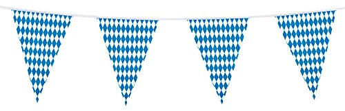 Boland - Wimpelkette Bayern, Länge 10 Meter | Girlande, 20 Fahnen je 30 x 20 cm, Dekoration für Geburtstag, Bierfest, und Party, Bayerische Rauten