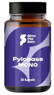 Pylopass MONO 200mg, 60 Kapseln, zum Diätmanagement bei Helicobacter Pylori Infektionen, hochdosiert, vegan, laktosefrei, glutenfrei, qualitätsüberwacht