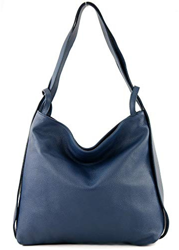 modamoda de T192 Damen Leder Rucksack Schultertasche, 40 x 37 x5 cm, Groß, handmade in Italy