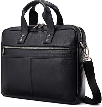 Samsonite Classic Leather Slim Brief, Black, One Size