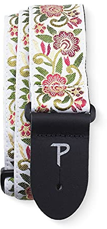 Perri's Leathers Ltd. - Gitarrengurt - Nylon - Jacquard - Majestätische Blume - Braun/Blau - Einstellbar - Für Akustik-/Bass-/Elektrogitarren - Hergestellt in Kanada (TWS-7584)