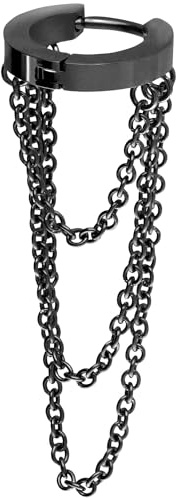 PIERCINGLINE Clicker mit 3 Ketten aus Chirurgenstahl - hochwertiges Piercing für Ohr oder Helix in 4 stylischen Farben