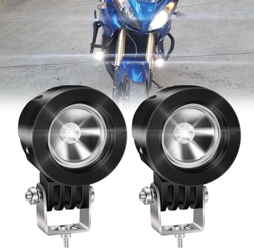 Biqing 2Pcs 10W Feux Antibrouillard LED Moto Blanc,2 Inch Phare Moto LED Feux Additionnels Phares Avant Moto Anti Brouillard Projecteur Spot Etanche pour 12-24V Véhicules Motos Vélos Voitures Camion