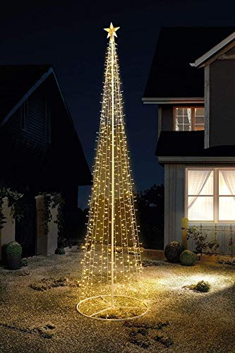 Dekoleidenschaft LED Weihnachtsbaum 2,90 m hoch in Kegel-Form, 778 warmweiße Lichter, Outdoor Beleuchtung, Garten-Deko für Draußen, Lichterpyramide, Lichterbaum, Leuchtdeko Kunstbaum