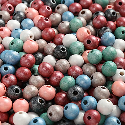 ToBeIT holzperlen bunt Holz perlen ca. 1000pcs bastelnperlen 8mm perlen Holzkugeln für DIY Schmuck Zubehör (8mm)