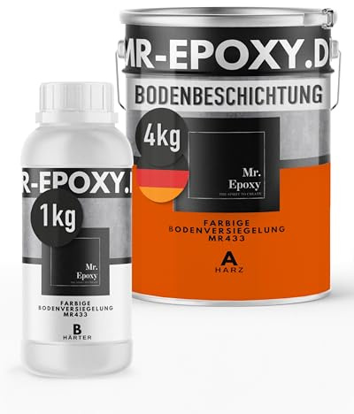 Mr. Epoxy Epoxidharz Bodenbeschichtung (5 kg, RAL 2009 Verkehrsorange) - 2K Betonfarbe für Garagen, Keller & Werkstatt Boden - Flüssigkunststoff Epoxid Grundierung und Bodenversiegelung