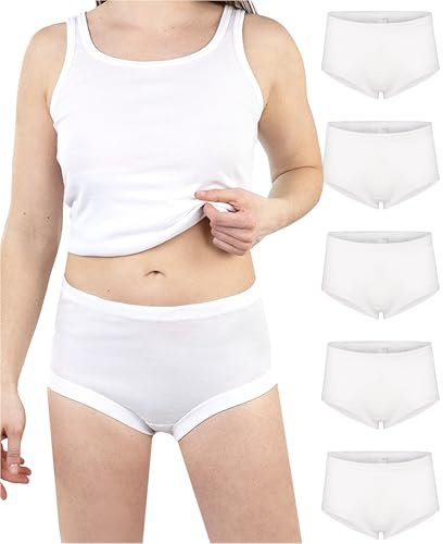 SES midjetrosa dam finribbad 5-pack 38 till 56 tillverkade av 100 % bomull, Vit, 42