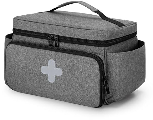 CURMIO Erste Hilfe Set Tasche, Tragbare Medizinische Notfalltasche für Haushalt, Hausarzt, Häusliche Pflege, Reise oder Notfallveranstaltung (Leere Tasche), Patent Angemeldet, Grau