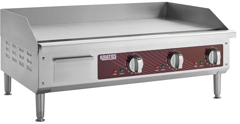 Kratos 30 Commercial Electric Countertop Griddle, Flat Top Stainless Steel Grill for Restaurants, 208/240V, 3375-4500 Watts (29M-007)