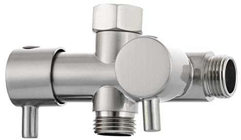 Tecmolog G1/2 Duscharm Umsteller Verteiler Adapter Messing 3-Wege-Umschaltventil fuer Dusche, Gebürstetes Nickel, DSF014NA