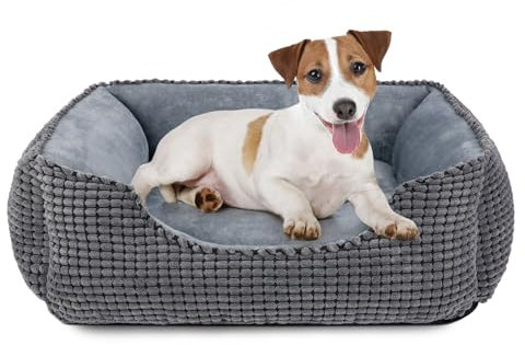 JOEJOY Hundebett Mittelgroße Hunde, Hundekorb Waschbar Flauschig, rutschfeste Plüsch Hundekörbchen, 63x53x20cm, Hundebetten für Kleine und Mittelgroße Hunde und Katzen