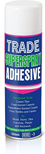 Trade Super Spray Contact Adhesive- All Purpose High Bond Strength Adhesive Spray for Bonding Cork, Leather, Rubber, Metals, Wood, Chipboard, Hardboard, Laminated Plastics - (Pack of 1)