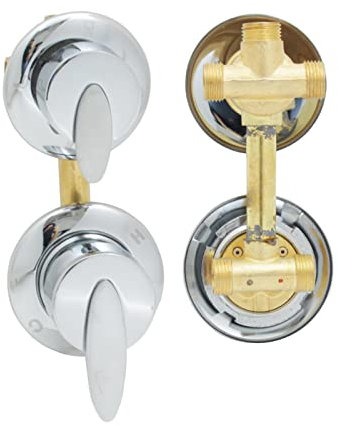 Panneau Douche Laiton 3/4/5 Voies Robinet Mitigeur Eau Chaude et Froide Commutateur Colonne Contrôle Chauffage Mélangeur Vave Inverseur, Cartouche Céramique (Conjoint- Filetage à Vis 3 Voies- A)