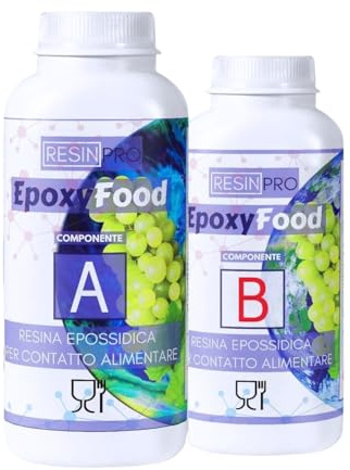 RESINA EPOXY EPOXYFOOD PARA CONTACTO CON ALIMENTOS Ideal para mesas, bandejas, platos y posavasos - Certificado - Guantes gratis - Asistencia técnica en Español - 100% Made in Italy - 9 Kg
