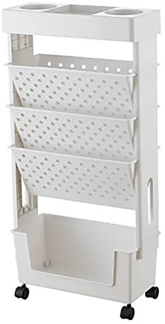 Pssopp Servierwagen Küchenwagen Kinder Bücherregal Wand Regal Allzweckwagen Regal auf Rollen für Küche, Schlafzimmer, Büro (Weiß)