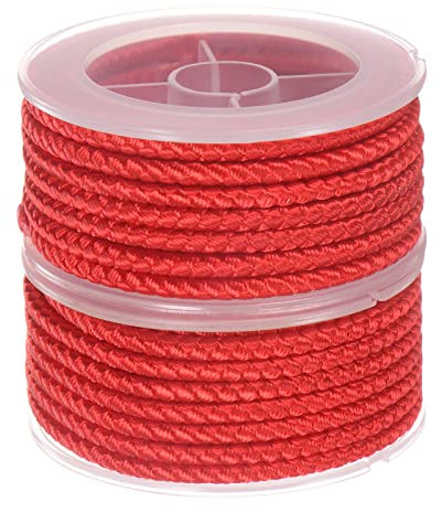 sourcing map 2 Hilos de Nylon, Cuerda de Abalorios de Cordel, Cordón Trenzado Extrafuerte 4mm para Pulseras Joyería Fabricación Bricolaje Artesanías 3.2M/10.5 Pies, Rojo