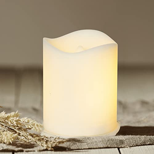 LED Stumpenkerze/Grabkerze FLAME - simuliert brennende Flamme - H: 7cm - Batteriebetrieb - Timer