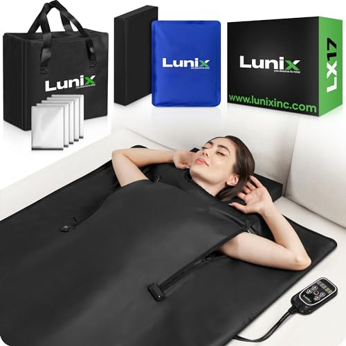 Lunix LX17 Couverture de sauna infrarouge, sac de sauna portable pour la relaxation, la désintoxication et le soulagement du stress, chaleur réglable de 25 à 80 °C, couverture infrarouge lointaine