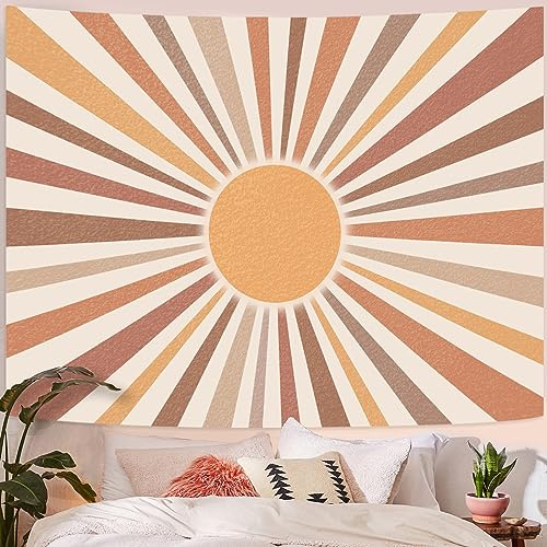 Aipon Vintage Sun Tapisserie Boho Retro Sonnenuntergang Regenbogen Wandteppiche für Schlafzimmer Klassenzimmer Ästhetischer 70er Jahre Sonnenaufgang Wandteppich Wandbehang für Wohnzimmer Wohnheim