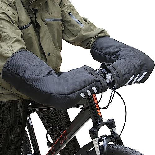 TITA-DONG Fahrrad-Lenker-Fäustlinge, wasserdichte Winter-Fahrrad-Fäustlinge, Warme Handwärmer für Fahrten Im Winter und bei Kaltem Wetter, EIN Paar, Schwarz, 60 X 16 X 22 cm(#1)
