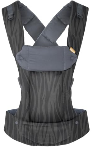 Beco Gemini - Portabebés para recién nacidos a niños pequeños, 100 % algodón, mochila y portabebés frontal con asiento ajustable, soporte ergonómico para bebés de 3 a 16 kg (cebra oscura)