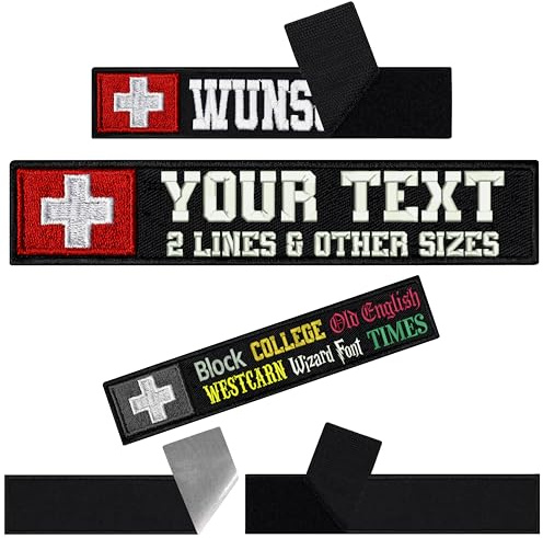 Schweiz Fahne Klett Patch selbst gestalten | personalisiertes Namensschild für Bekleidung | Aufbügler oder Patch Klett für Uniform, Rennanzug Sportbekleidung mit Schweizer Flagge 125x25mm