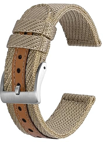 BISONSTRAP Sportliche Nylon Uhrenarmband, Militär Uhrenarmbänder für Herren, 18mm 20mm 22mm, Mehrere Farben