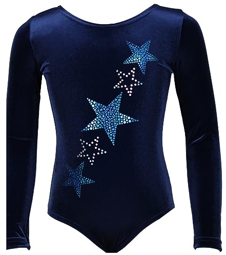 GymStern Gymnastikanzug Turnanzug Sterne Strasssteine Mädchen Langarm Kinder Turnbody