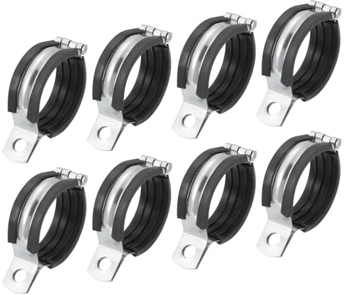 sourcing map 8Pcs Split Ring Hanger Pipe Strap Fit for 2.4(60mm) Pipe Rubber Cushion Pipe Support Bracket Pipe Clamps for Pipe Tube