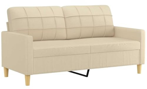vidaXL Sofa 2 Sitzer, Couch für Wohnzimmer, Polstersofa mit Metallgestell, Loungesofa Zweisitzer Wohnzimmersofa Wohnzimmermöbel, Creme Stoff