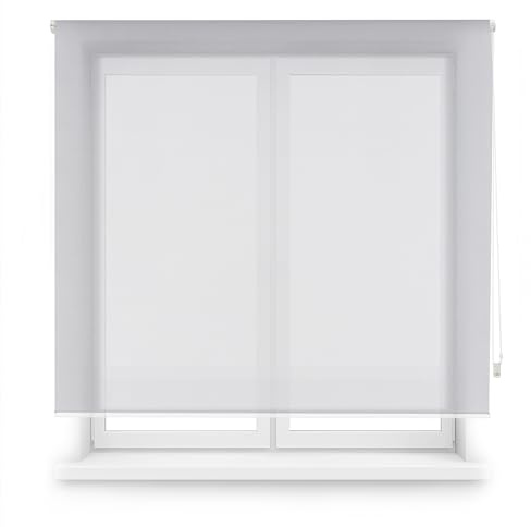 Blindecor Rollo Screen nach Maß, Farbe: Grau, 140 x 250 cm (Breite x Höhe), Stoffgröße 137 x 245 cm, Rollo für Fenster