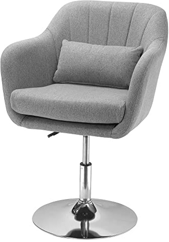 HOMCOM Sedia Girevole a 360° ad Altezza Regolabile in Poliestere, Sedia Moderna con Cuscino, Supporto Lombare e Bracciolo, 60x60x79-91 cm, Grigio