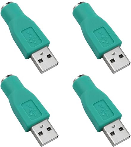 Dsjnf Adaptador USB a PS2 PS/2 hembra a USB macho, adaptador convertidor verde para mouse y teclado, 4 unidades