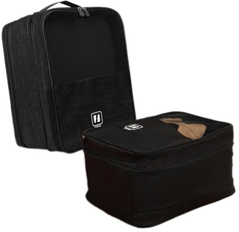 2er Schuhtasche Reise (35 * 26 * 21CM) Schuhbeutel wasserdichte Schuh Speicher Organizer Schuhsack für Trolley Reise Koffer Mit Reiß Verschluss Schuhaufbewahrung schwarz (schwarz)