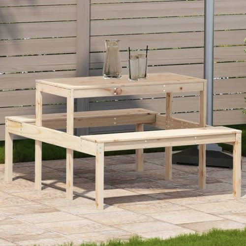 CIADAZ Picknicktisch 110x134x75 cm Massivholz Kiefer, Bierzeltgarnitur, Biertischgarnitur, Beer Pong Tisch, Bierbankgarnitur, Gartenmöbel Set, Biertisch - 832557