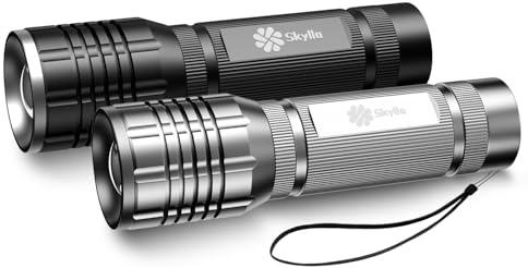 LED Taschenlampe Batteriebetrieben 2 Stücke, 2000 Lumen Taschenlampe LED Extrem Hell mit 5 Modi, IP65 Wasserdicht Taschenlampe Kinder für Camping, Wandern, Outdoor, Notfall
