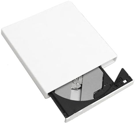 MZZYG Lecteur DVD USB 2.0 Lecteur Optique DVD Externe Portable Mince Lecteur CD/DVD-ROM CD/DVD-RW Graveur Lecteur Enregistreur Mince(White)