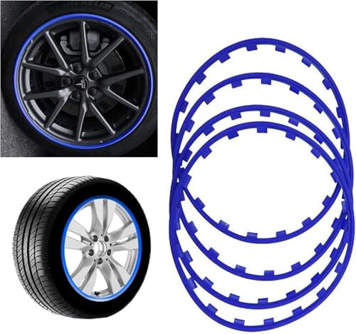 SAYEYBU Felgenkantenschutz FüR Autos, Felgenschutz FüR RäDer Mit 16-21 Zoll Durchmesser, FüR Alle Autos, 4er-Set Kratzfeste Auto-UmrüStleisten,Blau,18in
