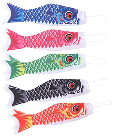 KONTONTY 5stücke Japanischer Karpfen Windsack Hängend Gartenflagge Dekorative Flagge Für Outdoor Grillabende Feste Schule Restaurant