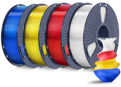 SUNLU PLA+ Filament 1.75mm 4KG, PLA Plus 3D Drucker Filament, Stärker belastbar,4 Spool 3D Druck PLA+ Filament, Maßgenauigkeit +/- 0.02mm, 4 Transparente Serie