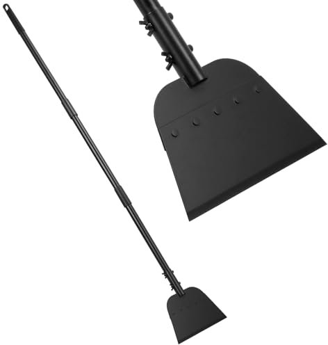QWORK® Pala per pulizia giardino, Accessori Giardinaggio, Pala da giardino, Pala da neve, Acciaio, per Diserbo, Bordatura e Rimozione del Ghiaccio Invernale, con Manico Regolabile
