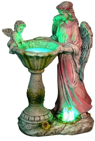 Statue en plein air d'anges de jardin, statues d'anges de jardin, statue d'ange de jardin en résine avec la lumière du soleil, statues d'anges, anges de jardin avec salle de bain pour