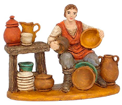 Acan Tradineur - Figura de alfarero para belén navideño 7,3 x 8,7 x 4,2 cm, durexina, Figura Decorativa Nacimiento, Pesebre, Navidad, decoración Tradicional