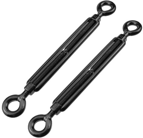 Antrader M12 Turnbuckle Eye and Eye,2Pcs M12 304 Stainless Steel Eye to Eye Turnbuckle Heavy Duty Wire Rope Tension Heavy Duty Turnbuckles for Cable Railing Wire Rope Hardware Kit,Black