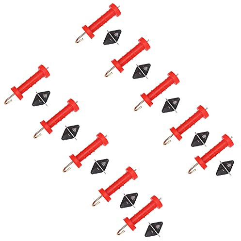 10Pcs Electric Fence Gate Handles Red Abs Heat Cold with 10Pcs Insulators Product of Abs Fabric Has Correct Warmn Electric Fence Insulators Electric Fence Plastic Gate Handle Iso
