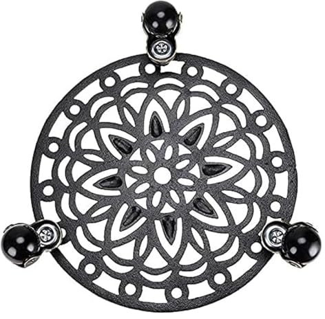 Chariot à plantes robuste avec roulettes pour pots de fleurs ronds en fonte avec plateau roulant et dessous de verre
