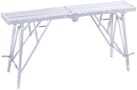 Piattaforma di ponteggio pieghevole regolabile per pulizia del soffitto, pittura e lavaggio auto, piattaforma di lavoro portatile con capacità di carico di 150 kg, dimensioni 199,9 x 24,9 cm