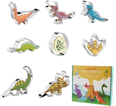 Lot de 8 emporte-pièces dinosaures en acier inoxydable pour sandwichs et