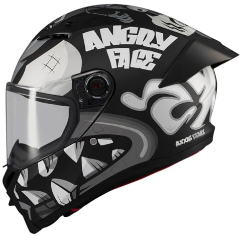 Casco AXXIS Fenix Angry Face Gris Mate - Casco de Moto Integral Unisex Hombre y Mujer - Homologado ECE 22.06 (XL)